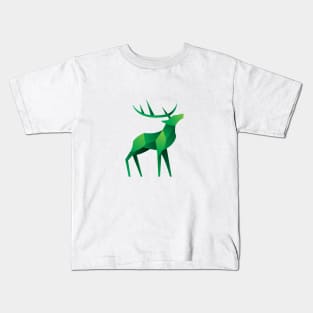 geometric green deer Kids T-Shirt